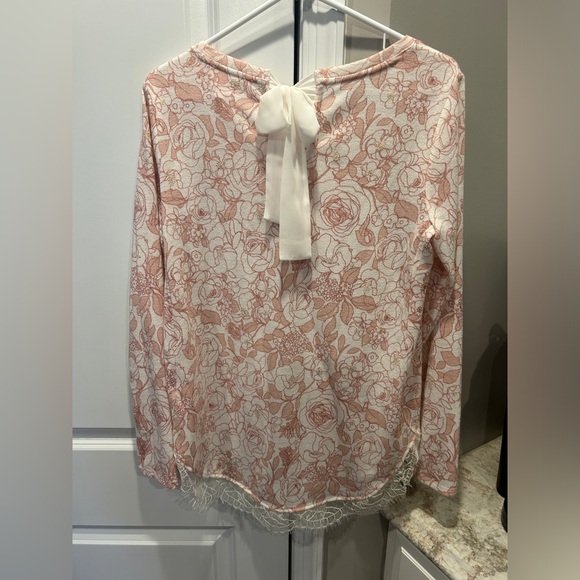 LC Lauren Conrad Floral Lace Tie Back Top Medium - Picture 6 of 12